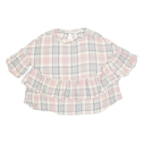 ZARA Womens Printed Blouse Cream Viscose Check S