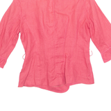 ZARA Womens Blouse Red Collared 3/4 Sleeve Linen M