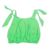 ZARA Womens Top Green Button Neck Sleeveless S