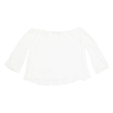 ZARA Womens Blouse White 3/4 Sleeve Viscose XS