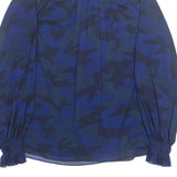 BANANA REPUBLIC Womens Printed Blouse Blue Long Sleeve Camouflage S
