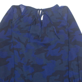 BANANA REPUBLIC Womens Printed Blouse Blue Long Sleeve Camouflage S