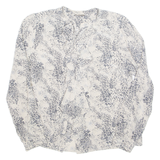 JJB BENSON Womens Printed Blouse Cream Long Sleeve Faux Silk Animal Print M