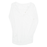 Sheer Beach Overlay Womens Top White V-Neck Long Sleeve M