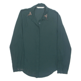 ZARA Womens Shirt Green Collared Long Sleeve M