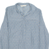 ZARA Womens Printed Shirt Blue Collared Long Sleeve Spotted M