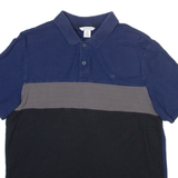 CALVIN KLEIN Mens Polo Shirt Blue Colourblock M