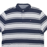 TOMMY HILFIGER Mens Polo Shirt Grey Striped L