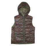 Mens Puffer Gilet Brown Hooded M