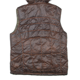 Mens Puffer Gilet Brown Hooded M