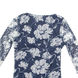 PHASE EIGHT Womens Printed Top Blue 3/4 Sleeve Floral UK 12