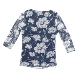 PHASE EIGHT Womens Printed Top Blue 3/4 Sleeve Floral UK 12