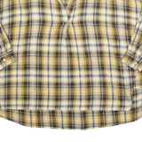 FRENCH COLLECTION Womens Printed Top Yellow V-Neck Long Sleeve Check XL