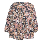 FRENCH COLLECTION Womens Printed Top Pink Long Sleeve Animal Print UK 10