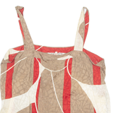 Womens Printed Vest Brown Sleeveless Crazy Pattern S