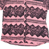 Womens Printed Shirt Pink V-Neck Crazy Pattern L