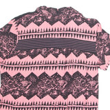Womens Printed Shirt Pink V-Neck Crazy Pattern L
