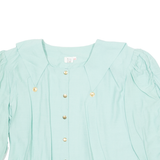 Womens Cropped Blouse Blue 3/4 Sleeve Viscose L