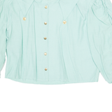 Womens Cropped Blouse Blue 3/4 Sleeve Viscose L