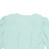 Womens Cropped Blouse Blue 3/4 Sleeve Viscose L