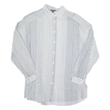 Sheer Womens Printed Blouse Grey Long Sleeve Striped M