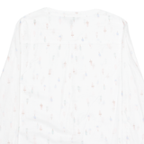 LAURA ASHLEY Womens Printed Blouse White V-Neck Long Sleeve Crazy Pattern UK 12