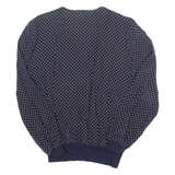 Womens Printed Blouse Blue V-Neck Long Sleeve Spotted M