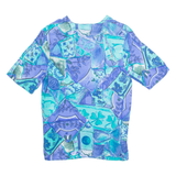 Womens Printed Blouse Purple V-Neck Crazy Pattern UK 10