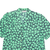 Womens Printed Blouse Green V-Neck Floral M