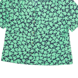 Womens Printed Blouse Green V-Neck Floral M
