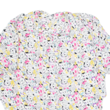 Womens Printed Blouse White 3/4 Sleeve Floral 2XL