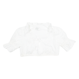 Womens Cropped Top White Puff Sleeve M