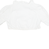 Womens Cropped Top White Puff Sleeve M