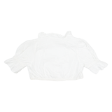 Womens Cropped Top White Puff Sleeve M