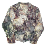 Womens Printed Blouse Brown V-Neck Long Sleeve Crazy Pattern L