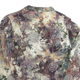 Womens Printed Blouse Brown V-Neck Long Sleeve Crazy Pattern L