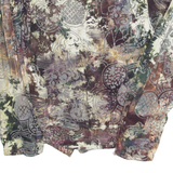 Womens Printed Blouse Brown V-Neck Long Sleeve Crazy Pattern L