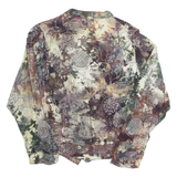 Womens Printed Blouse Brown V-Neck Long Sleeve Crazy Pattern L