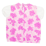 Womens Printed Top Pink Puff Sleeve Floral XS