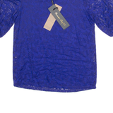 PHASE EIGHT Womens Printed Top Blue Puff Sleeve Floral UK 8