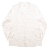 Womens Printed Blouse Pink V-Neck Long Sleeve Floral L