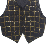Womens Printed Waistcoat Black V-Neck Sleeveless M