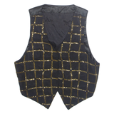 Womens Printed Waistcoat Black V-Neck Sleeveless M