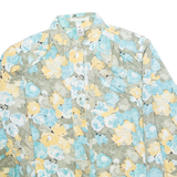 DEL MOD Womens Printed Blouse Blue Long Sleeve Floral XL