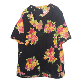 YESSICA Womens Printed Top Black Floral XL