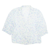 Womens Printed Blouse Blue V-Neck Floral L
