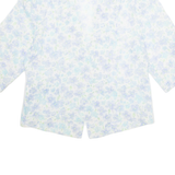 Womens Printed Blouse Blue V-Neck Floral L