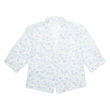 Womens Printed Blouse Blue V-Neck Floral L
