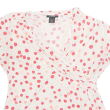 DKNY Womens Printed Top Pink V-Neck Spotted XL