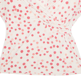 DKNY Womens Printed Top Pink V-Neck Spotted XL